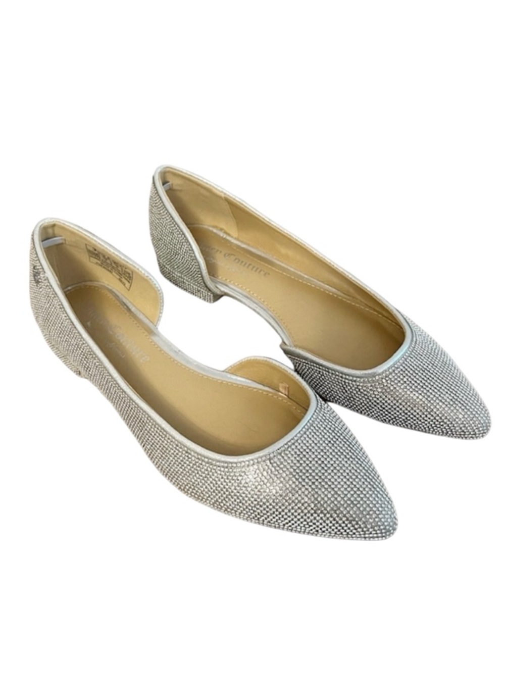 JUICY COUTURE Elevated Style Silver Sparkle D’Orsay Pointy Toe Flats size 7